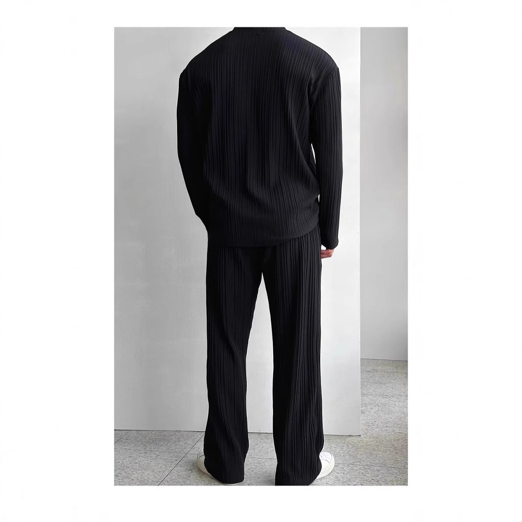 Men's Casual Button Shirt & Long Sleeve Trousers Suit