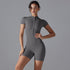 Women's Summer Zipper Short-Sleeved Sports Bodysuit – Yoga & Fitness Jumpsuit