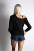 European and American Style Off-Shoulder Lip Print Sweatshirt