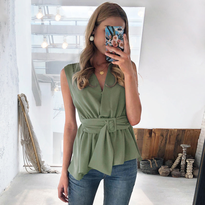 Spring & Summer Sleeveless Lace Elegant Shirt