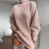 Solid Turtleneck Long Sweater Dress – Winter Warm & Stylish