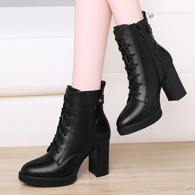 British Style Autumn And Winter Single Boots High Heels for Women
