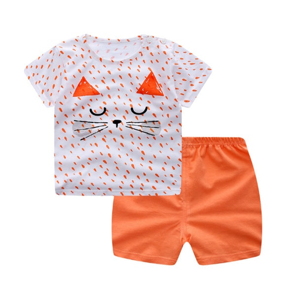Cartoon Clothing Baby Boy &amp; Girl Summer Outfit – Casual T-Shirt & Shorts Set