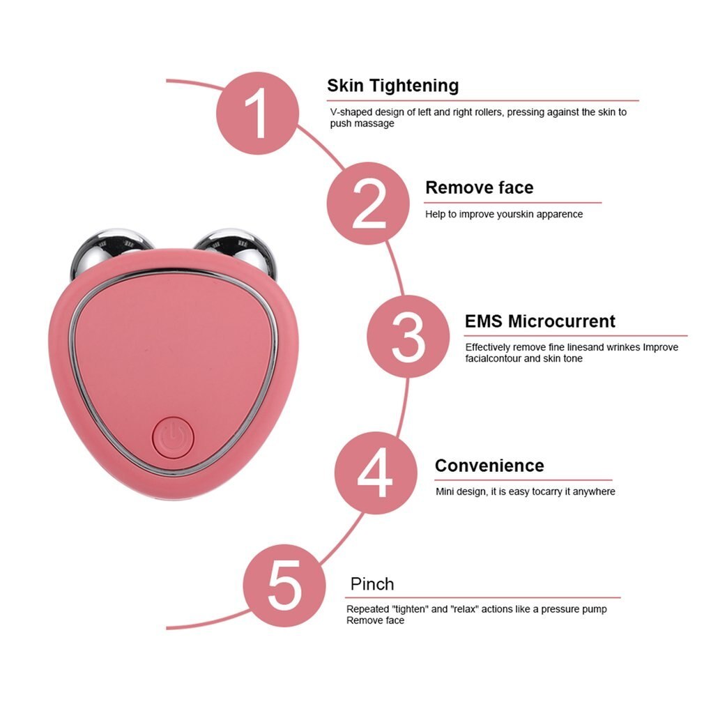 Portable Facial Micro-Current Beauty Instrument with Double Roller Massager
