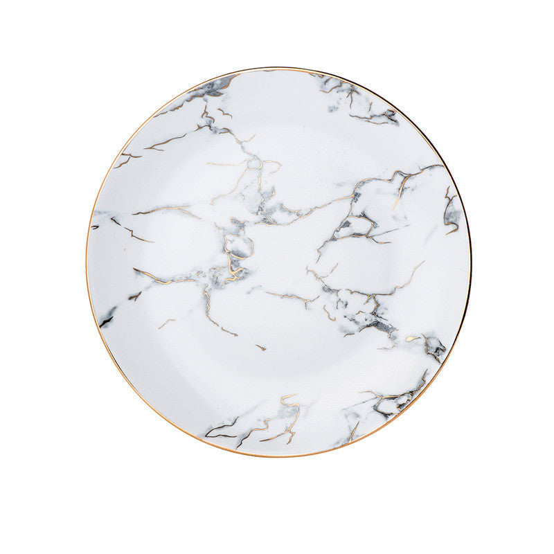 Marbled Ceramic Dinner Plate – Elegant European Style