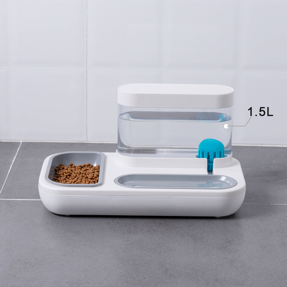 4-Style Pet Cat & Dog Feeder Bowl with Automatic Drinking Fountain (1.5L Capacity)