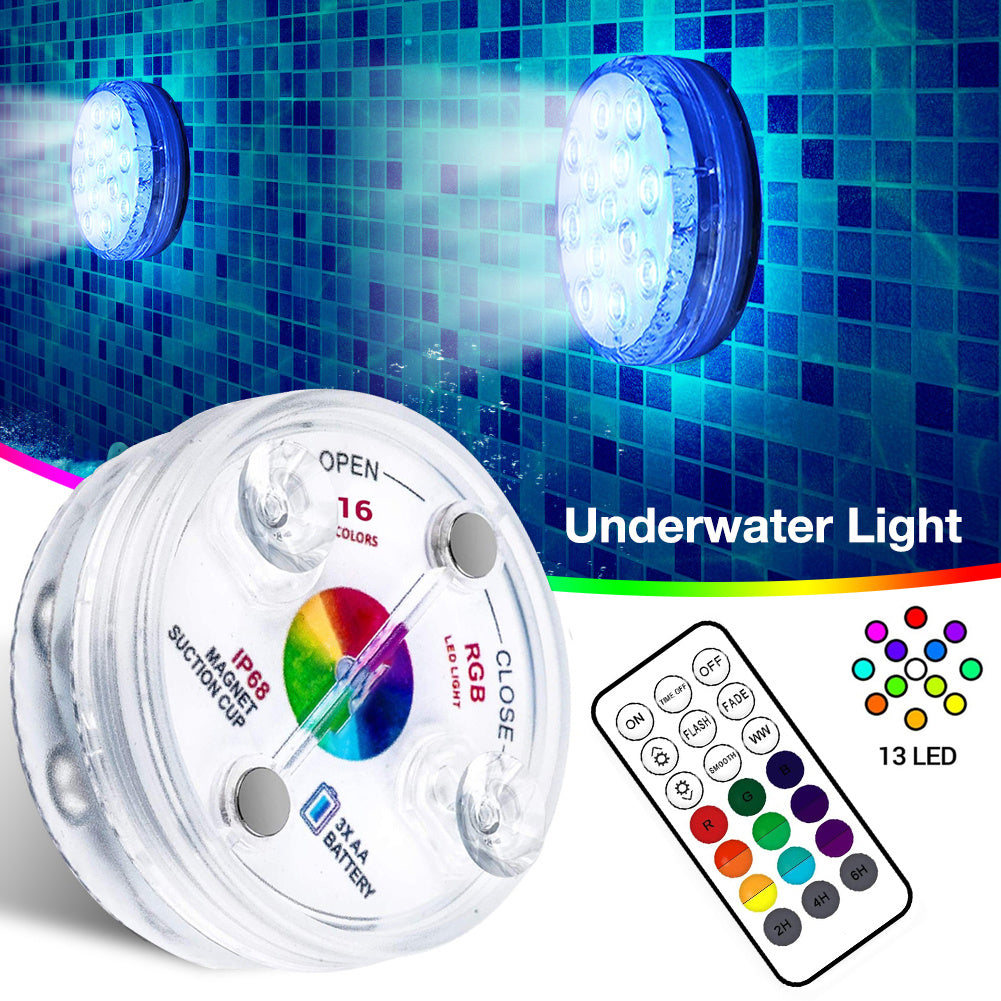 13 LED Submersible Light – Waterproof Underwater Lamp with RF Remote