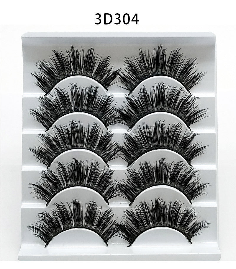 Mink False Eyelashes – 3D Handmade Soft Cotton Stalk Lashes (5 Pairs)