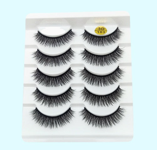 Mink False Eyelashes – 3D Handmade Soft Cotton Stalk Lashes (5 Pairs)