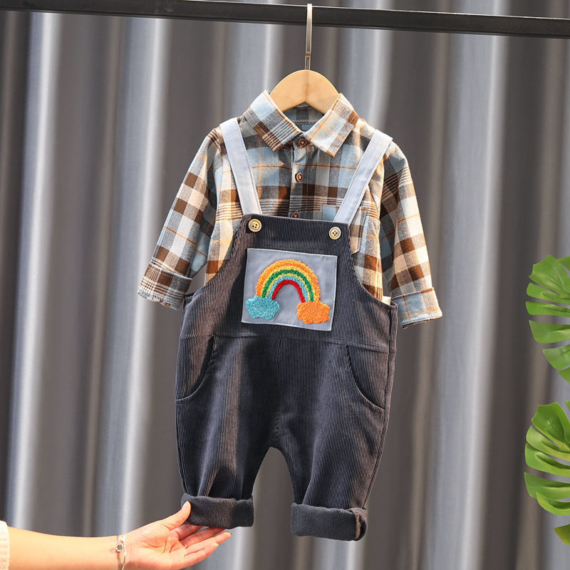 Boys Bib Two-Piece Suit Vest & Long Sleeve Top