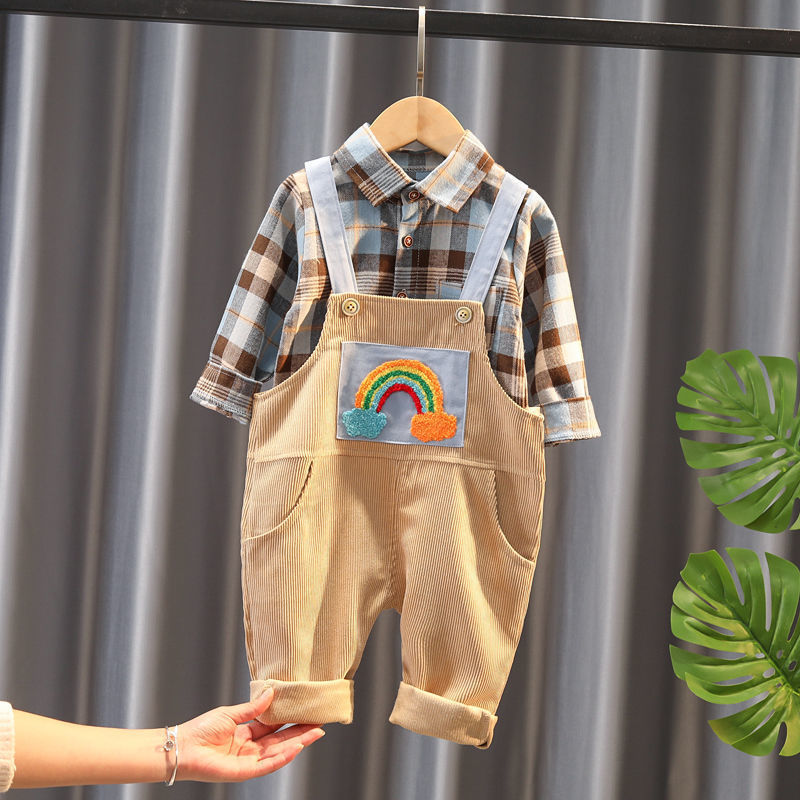 Boys Bib Two-Piece Suit Vest & Long Sleeve Top
