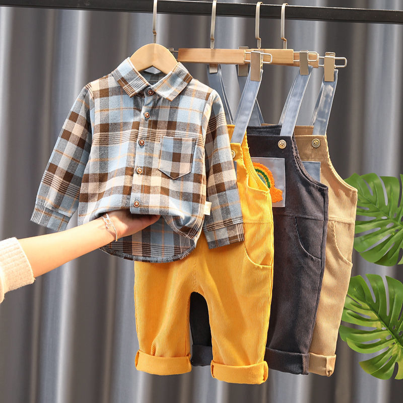Boys Bib Two-Piece Suit Vest & Long Sleeve Top