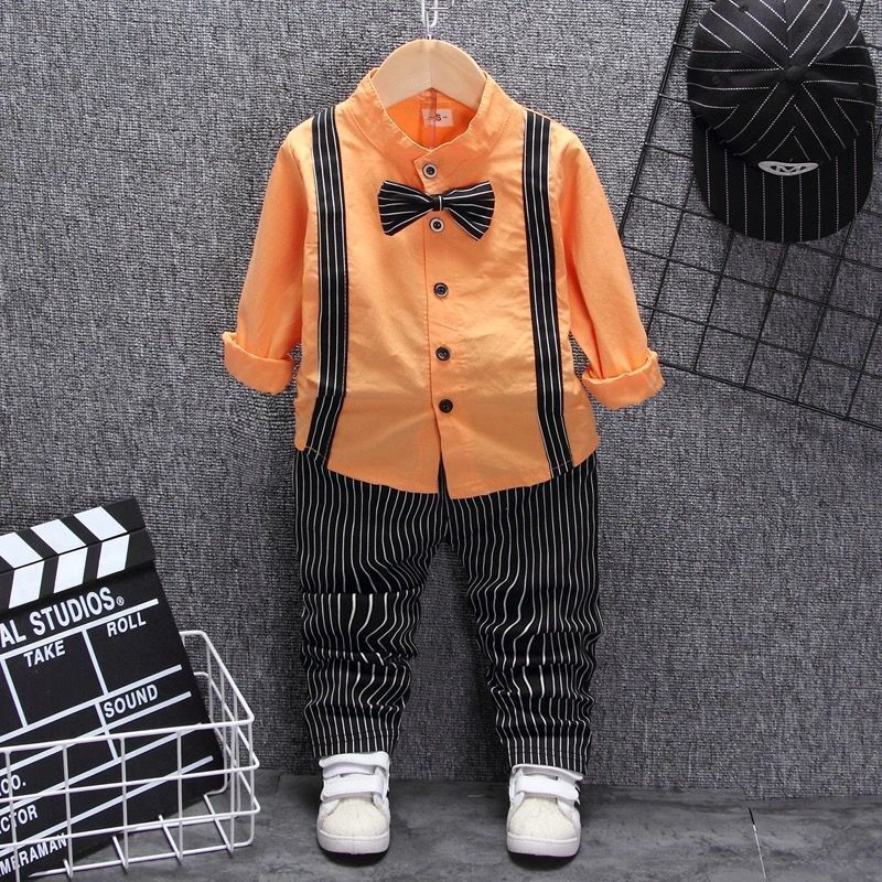 Boys Bib Two-Piece Suit Vest & Long Sleeve Top