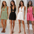 Vintage Women’s Hollow Out Short Dress – Summer V-neck Halter Dress