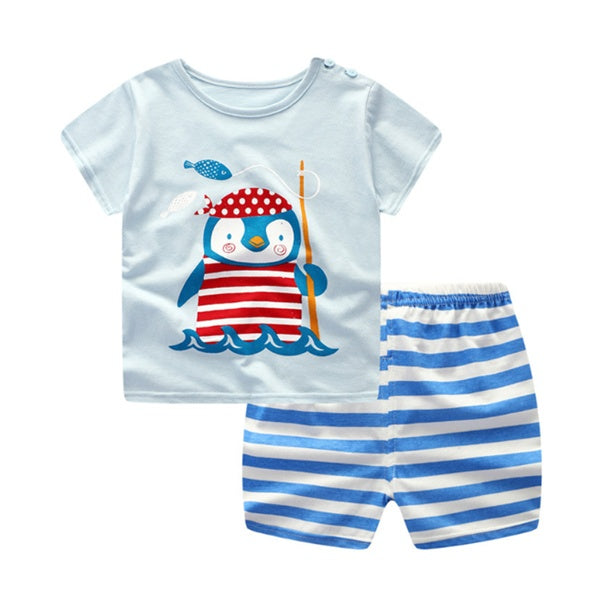 Cartoon Clothing Baby Boy &amp; Girl Summer Outfit – Casual T-Shirt & Shorts Set