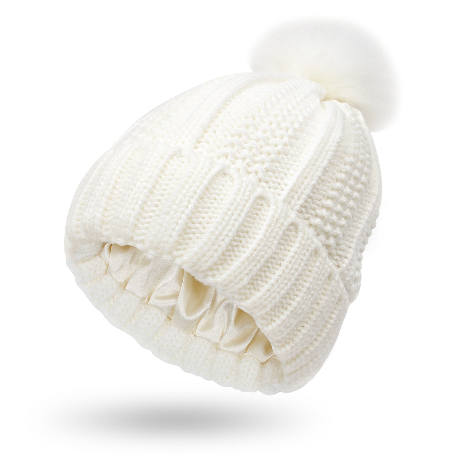 Fashionable Stretchy Satin-Lined Knit Beanie – Cozy & Stylish Winter Hat
