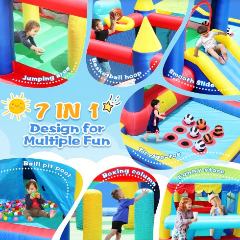 7-in-1 Inflatable Bounce House with Ball Pit – Perfect for Indoor and Outdoor Fun