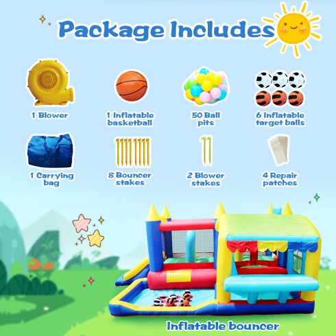 7-in-1 Inflatable Bounce House with Ball Pit – Perfect for Indoor and Outdoor Fun