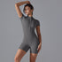 Women's Summer Zipper Short-Sleeved Sports Bodysuit – Yoga & Fitness Jumpsuit