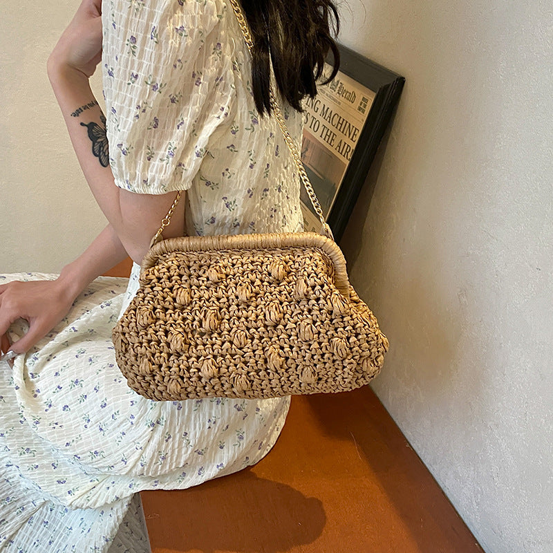 Fashion Woven One-Shoulder Hollow Out Beach Bag