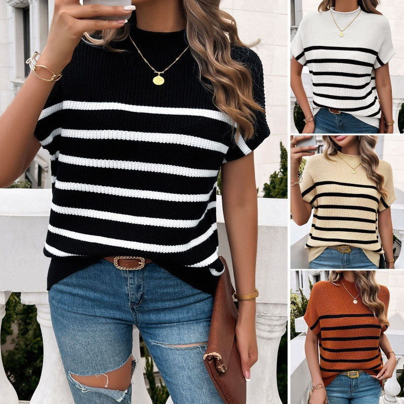 Spring & Summer Contrast Color Temperament Pullover Sweater