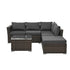4-Piece PE Wicker Outdoor Patio Furniture Set with Tempered Glass & Coffee Table