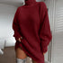 Solid Turtleneck Long Sweater Dress – Winter Warm & Stylish