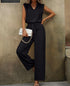 Women’s Solid Color Sleeveless Top & Belted Long Pants Set