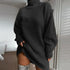 Solid Turtleneck Long Sweater Dress – Winter Warm & Stylish