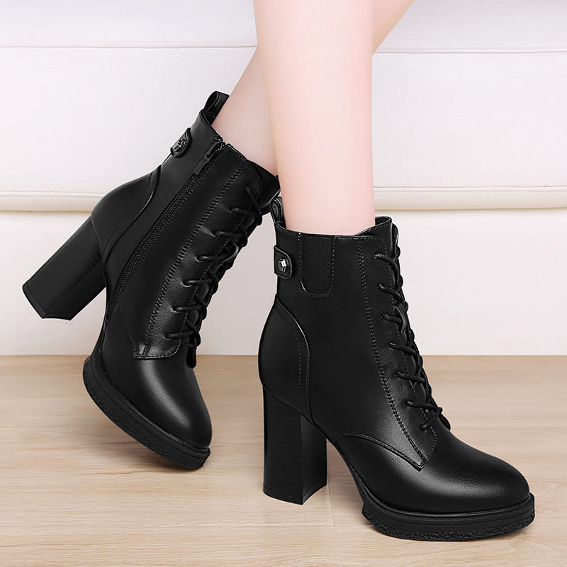 British Style Autumn And Winter Single Boots High Heels for Women