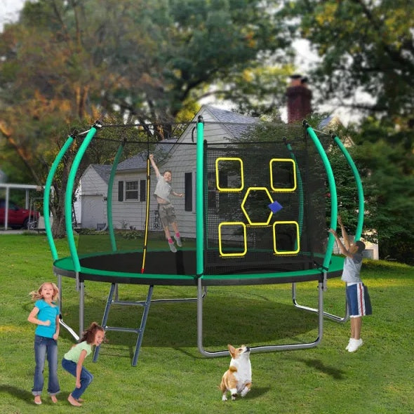 14FT Outdoor Trampoline with Enclosure and Ladder