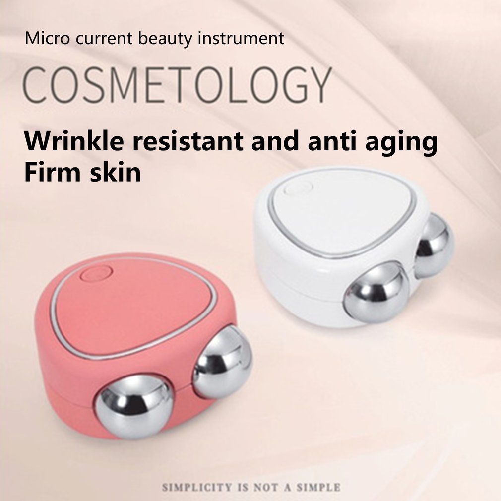 Portable Facial Micro-Current Beauty Instrument with Double Roller Massager