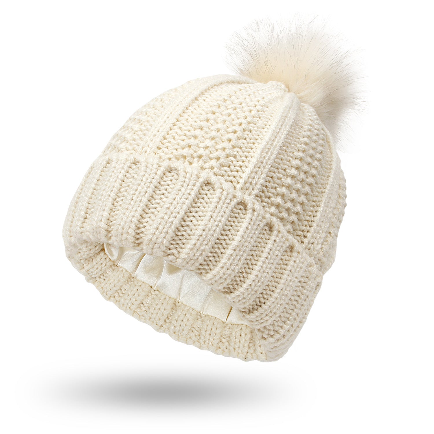Fashionable Stretchy Satin-Lined Knit Beanie – Cozy & Stylish Winter Hat