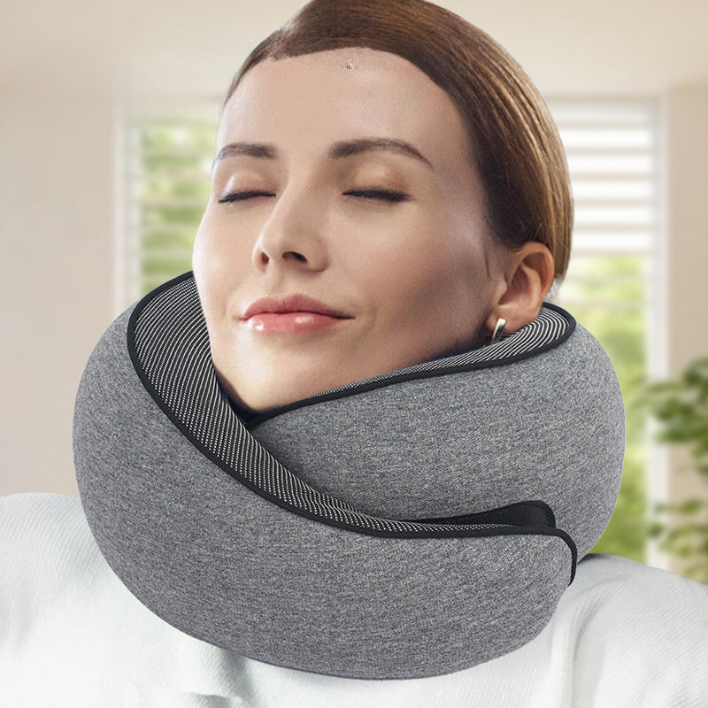 Memory Foam Travel Neck Pillow with Eye Mask – Compact Comfort for Airplanes & Cars