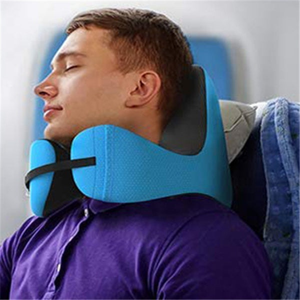 Airplane Travel Pillow – Ergonomic Memory Foam Neck Support with Hood and Travel Bag