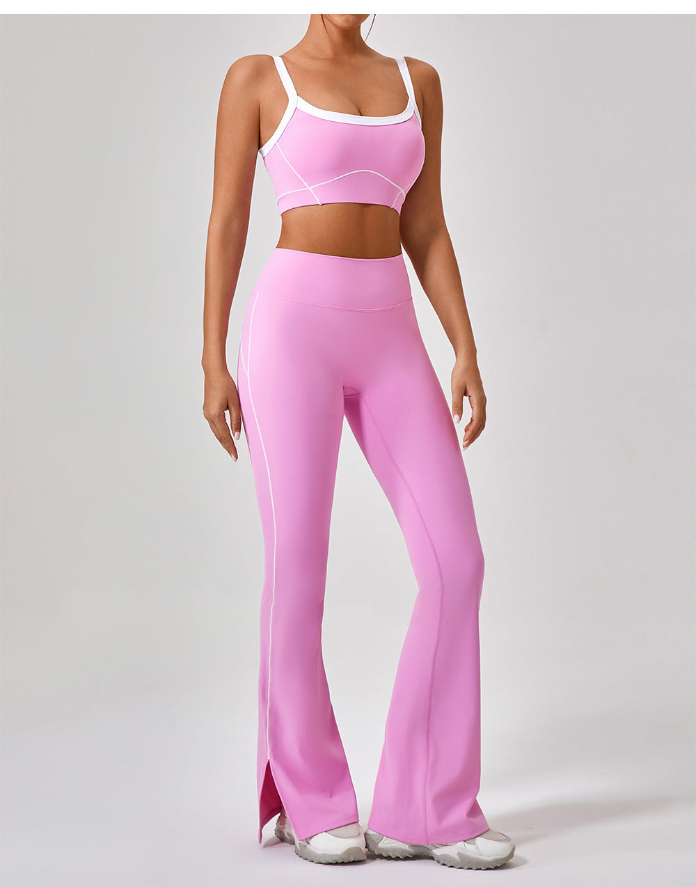 Outdoor Sports Yoga Suit – Women's Spaghetti Strap Contrast Color Fitness Set