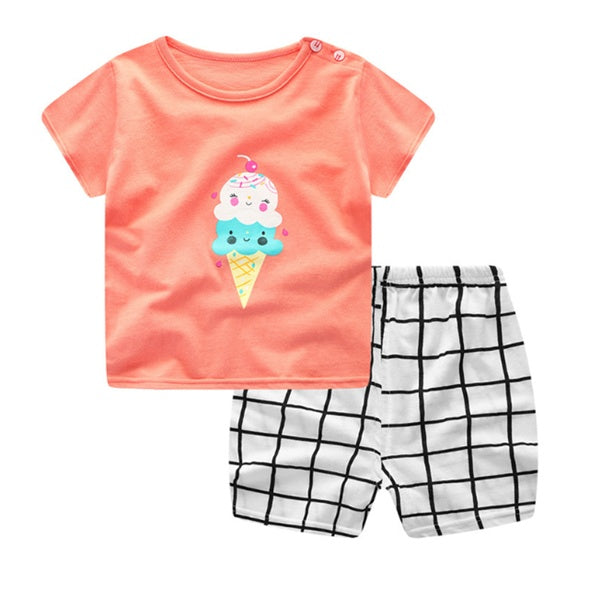 Cartoon Clothing Baby Boy &amp; Girl Summer Outfit – Casual T-Shirt & Shorts Set