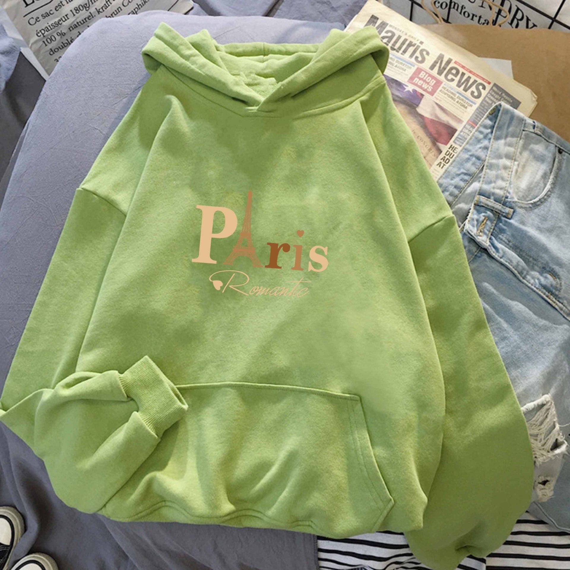 Letter Printed Hoodie – Unisex Couple’s Pullover
