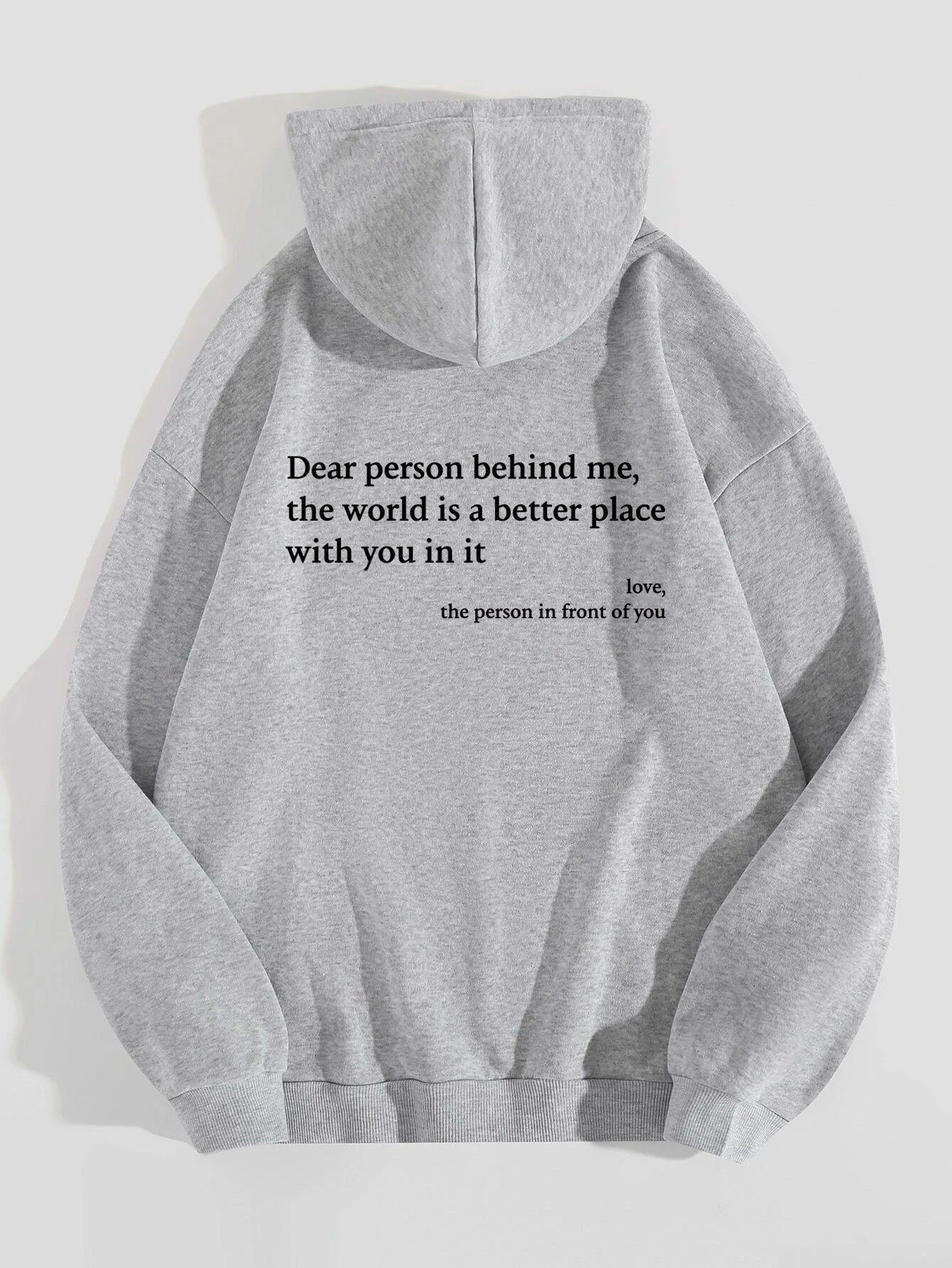 Women's Plush Letter Printed Hoodie – Trendy Unisex Pullover