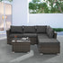 4-Piece PE Wicker Outdoor Patio Furniture Set with Tempered Glass & Coffee Table