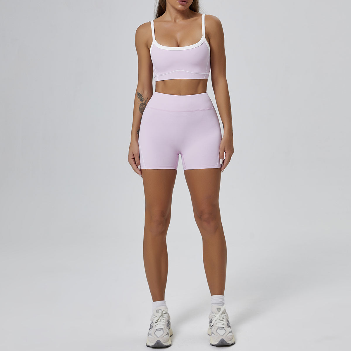 Nude Feel High Elastic Sports Contrast Color Yoga Suit