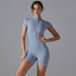 Women's Summer Zipper Short-Sleeved Sports Bodysuit – Yoga & Fitness Jumpsuit