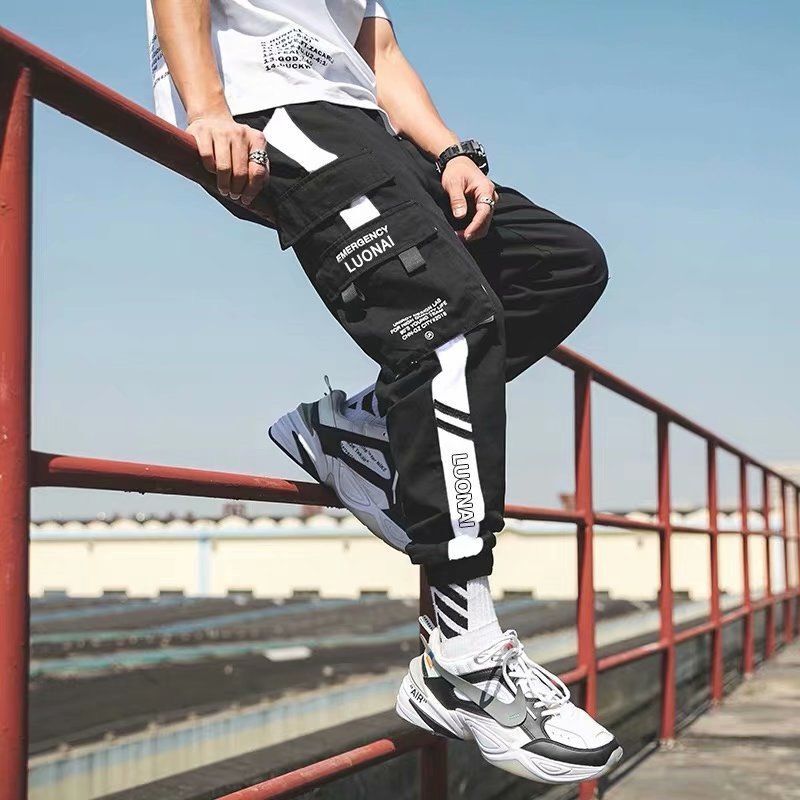 Loose Casual Cargo Pants with Velcro Straps