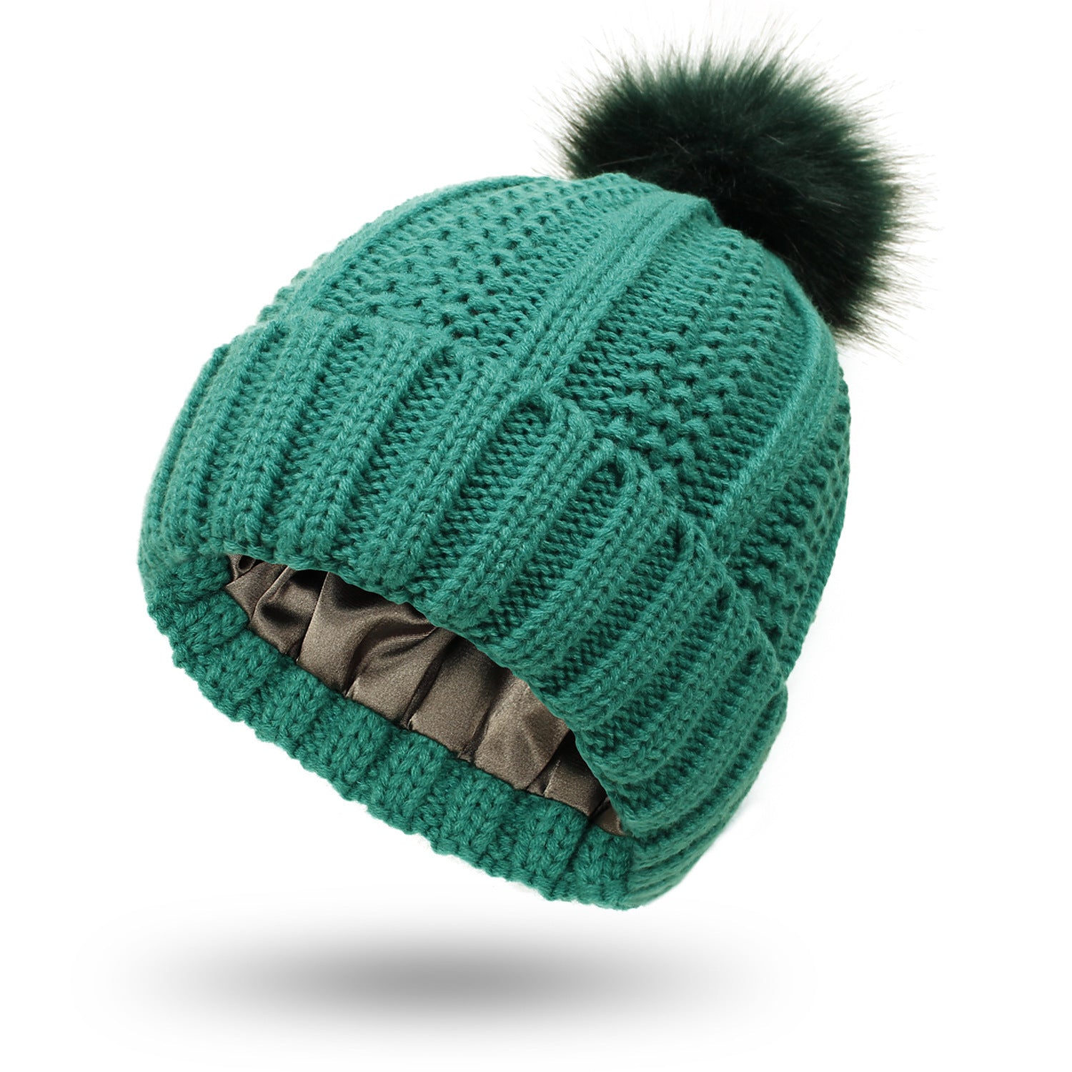 Fashionable Stretchy Satin-Lined Knit Beanie – Cozy & Stylish Winter Hat