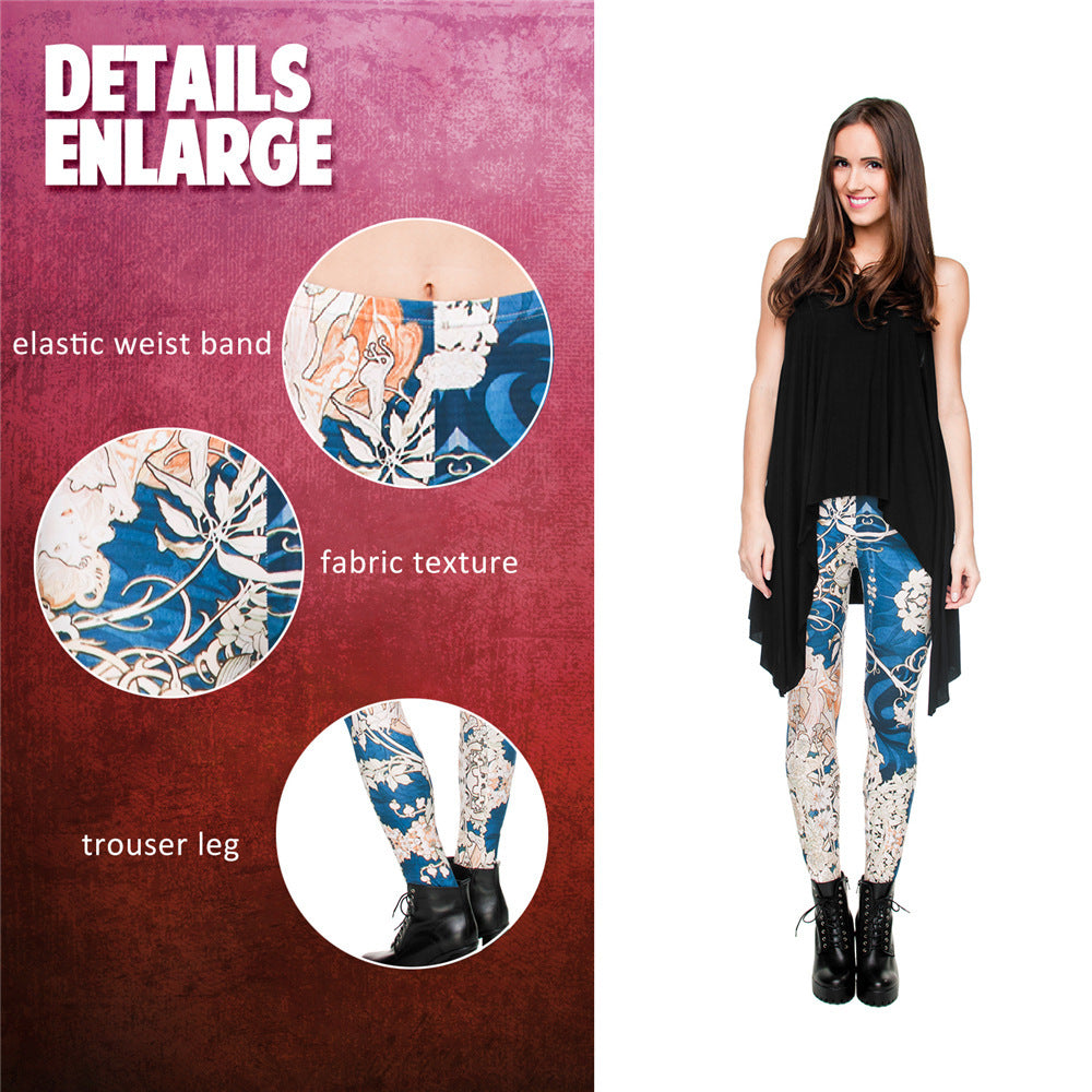 Printed Cropped High Waist Leggings – Women's Slimming and Breathable Pants