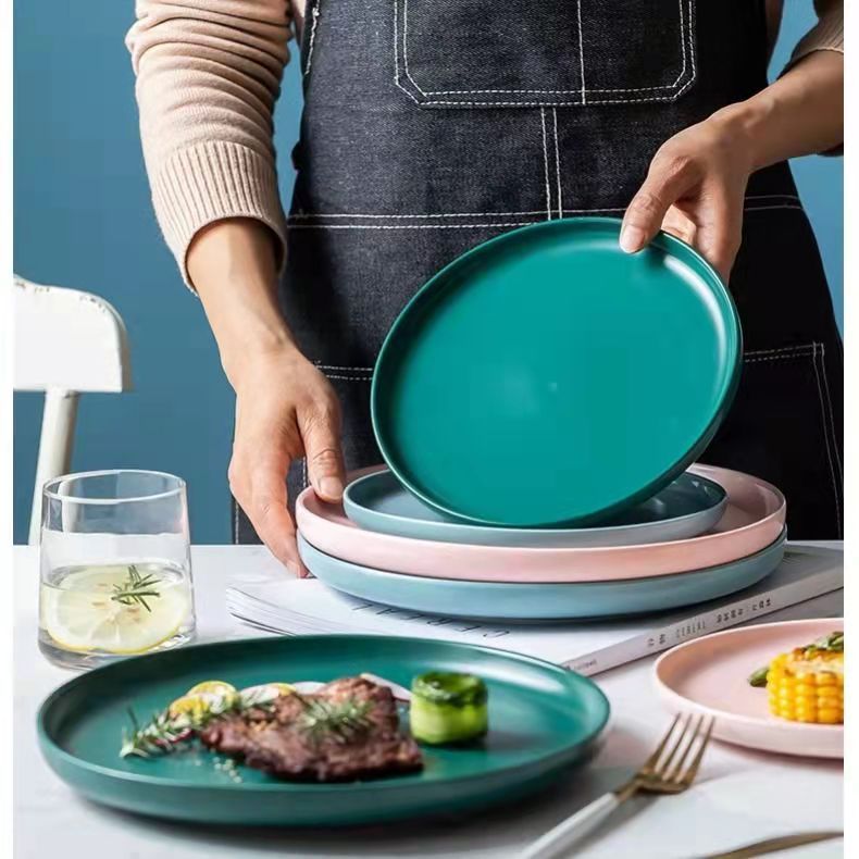 Nordic-Style Porcelain Tableware – Minimalist Solid Color Plates