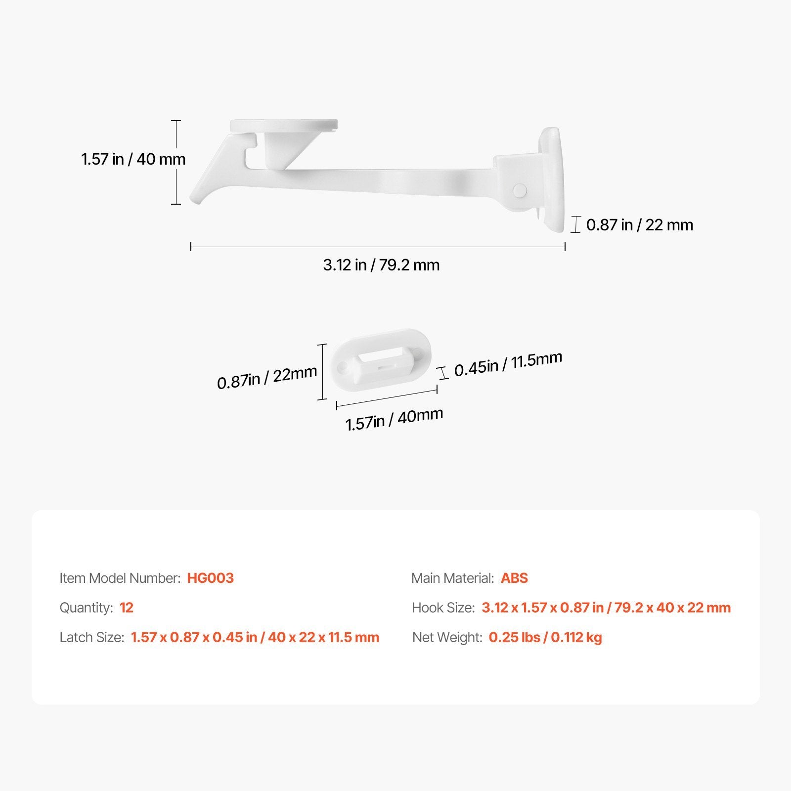 VEVOR Cabinet Latch Safety Locks – 12 Pack
