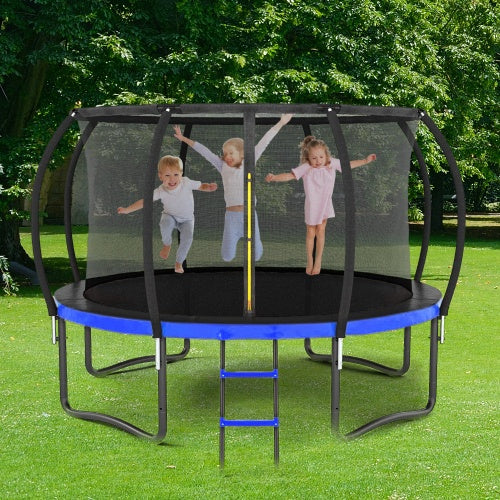 14-Foot Outdoor Large Trampoline with Safety Net & Ladder