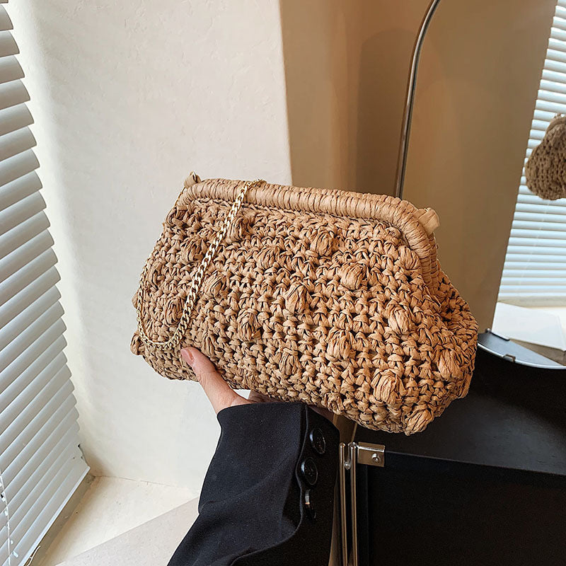 Fashion Woven One-Shoulder Hollow Out Beach Bag