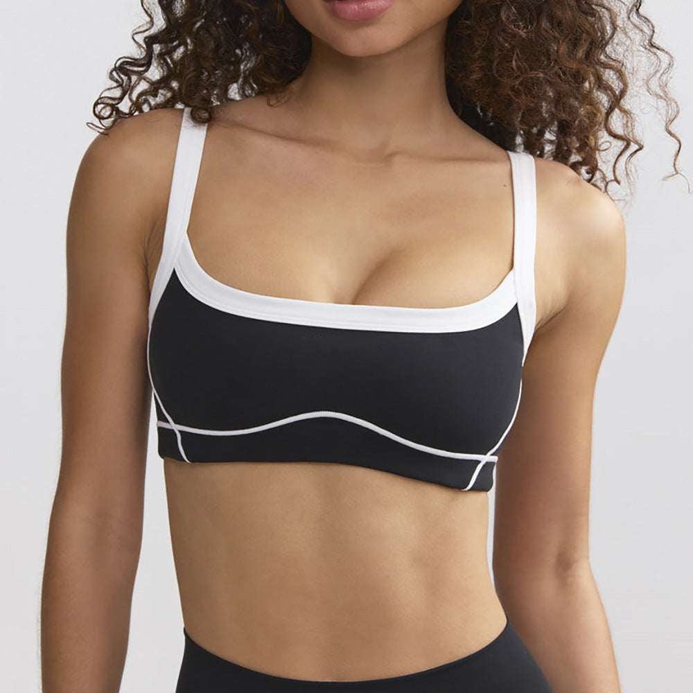 Nude Feel High Elastic Sports Contrast Color Yoga Suit